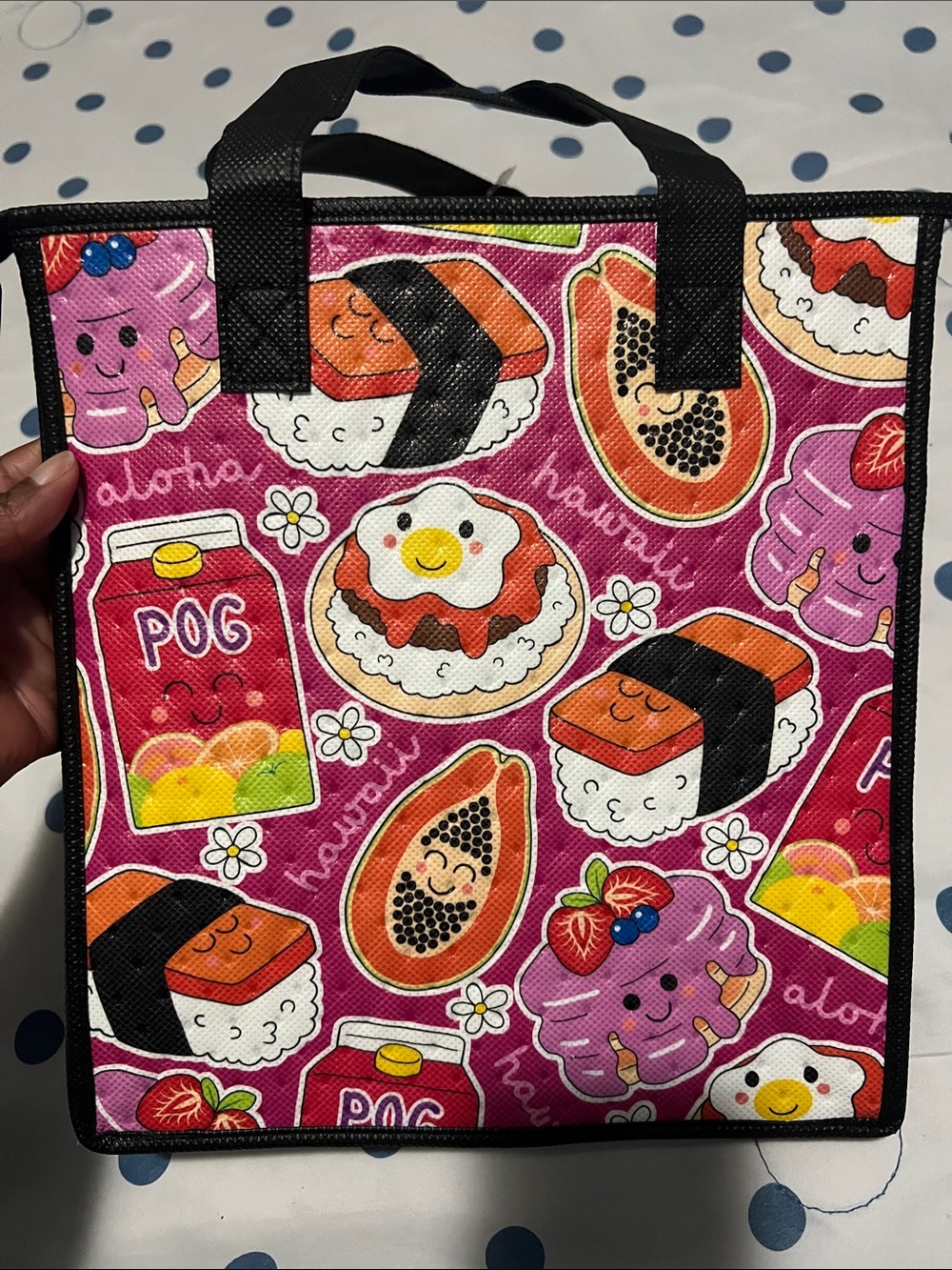 Pink Hawaiian Cute Food Print Hot Cold Insulated Reusable Bag
